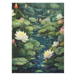 Nature Lotus Water Lily Pond Landscape Tablecloth