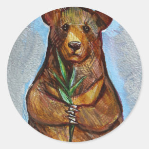 Nature Lover Bear Art                              Classic Round Sticker