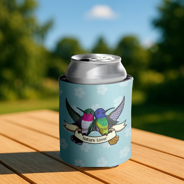 Nature Lover Colourful Hummingbirds Cartoon Can Cooler (Creator Uploaded)