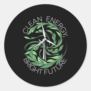 Nature Lover Earth Day Clean Energy Windmill  Classic Round Sticker