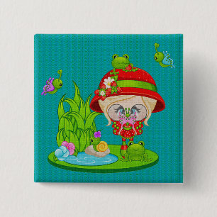 Nature Lover Frog Faery 15 Cm Square Badge