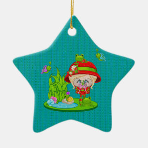 Nature Lover Frog Faery Ceramic Ornament