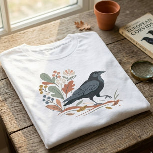 Nature Lover Raven Nordic Folk Art Graphic T-Shirt