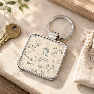 Nature Lover Sea Glass Maidenhair Fern Keychain