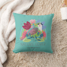 Nature Lover Watercolor Bird Flowers Rainbow Colou