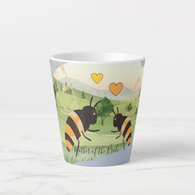 Nature Lovers Countryside Bees Wedding Latte Mug (Front)