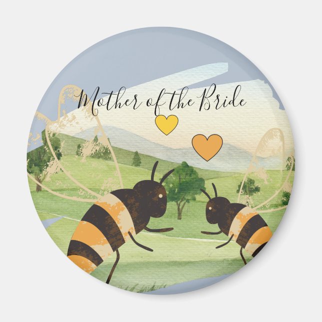 Nature Lovers Countryside Bees Wedding Magnet (Front)