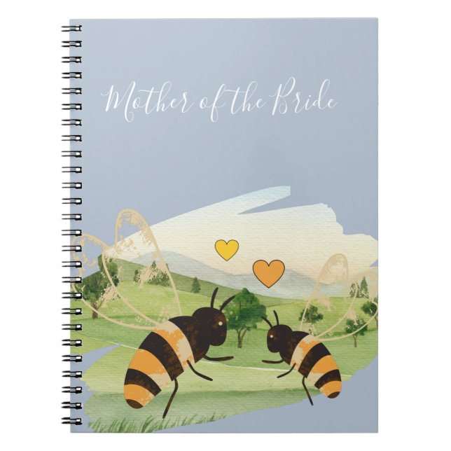Nature Lovers Countryside Bees Wedding Notebook (Front)