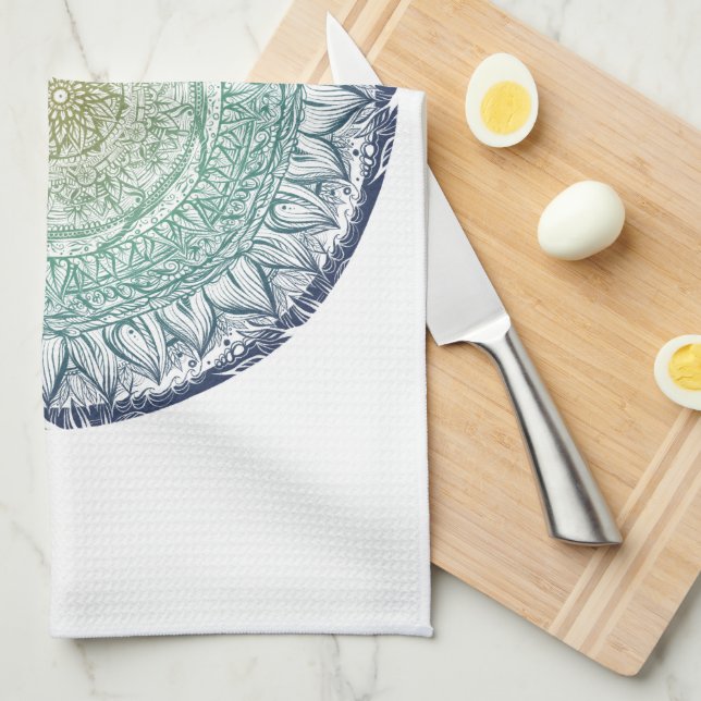 Nature Lovers Mandala Art Mandalas Design          Tea Towel (Quarter Fold)