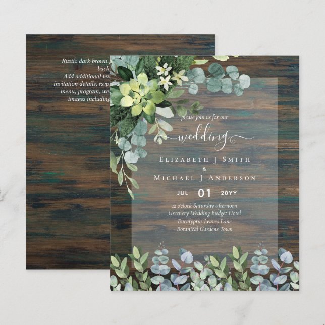 Nature Lovers Wedding Foral Greenery Rustic Boho  (Front/Back)