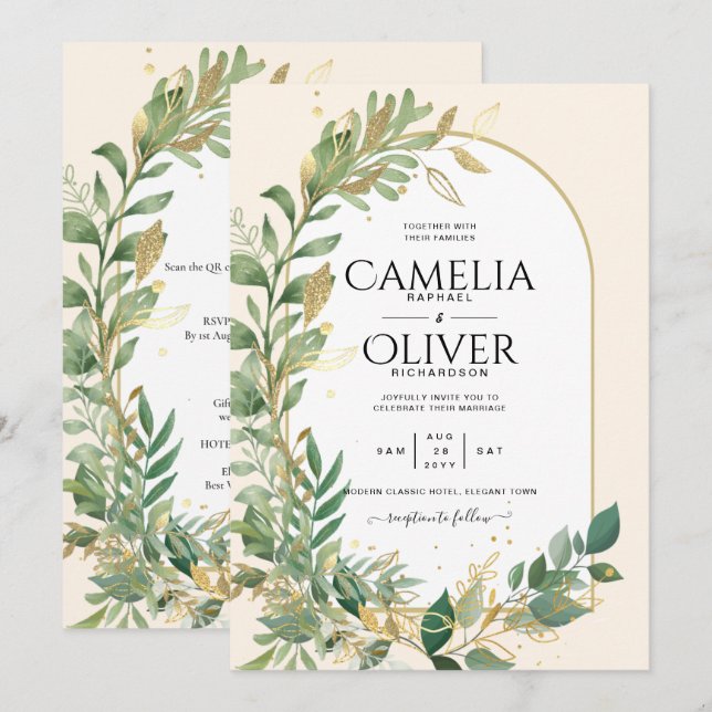 Nature Lovers Wedding Foral Greenery Rustic Boho  Invitation (Front/Back)