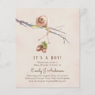 Nature Loves Snails Baby Boy Shower Invitations