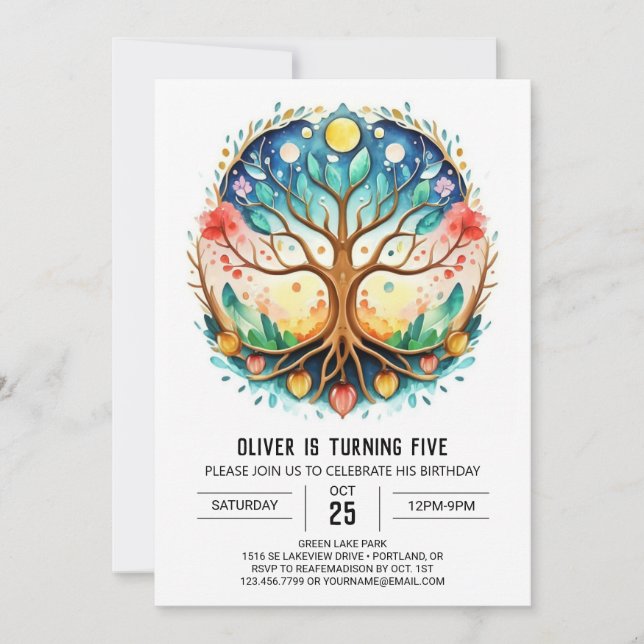 Nature Magical Tree of Life Birthday Invitation (Front)