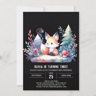Nature Majestic Fox Birthday digital Invitation