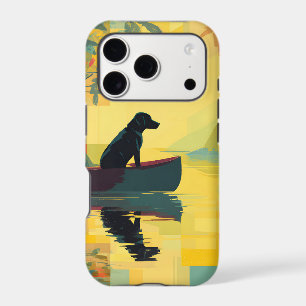 Nature Minimalist Black Labrador Canoe