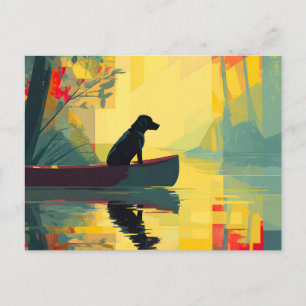 Nature Minimalist Black Labrador Canoe Announcement Postcard