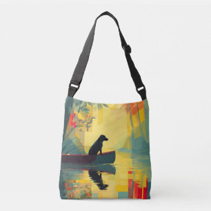 Nature Minimalist Black Labrador Canoe Crossbody Bag