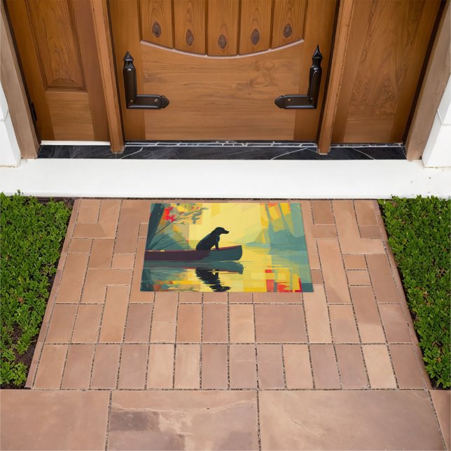 Nature Minimalist Black Labrador Canoe Doormat (Outdoor)
