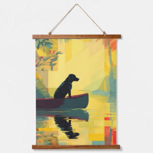 Nature Minimalist Black Labrador Canoe Hanging Tapestry