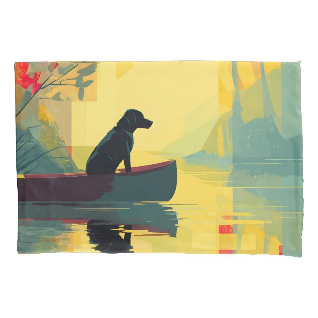 Nature Minimalist Black Labrador Canoe Pillowcase (Front)