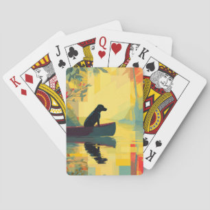 Nature Minimalist Black Labrador Canoe Playing Cards
