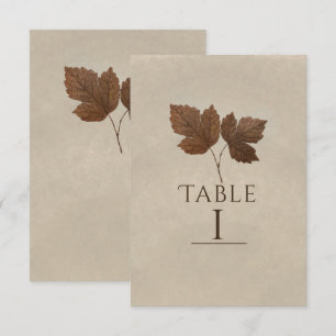 Nature Minimalist Fall Leaves Elegant Table Number
