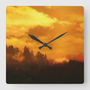NATURE MORNING SUNRISE SQUARE WALL CLOCK