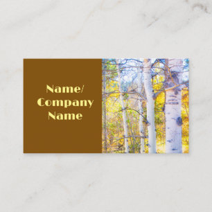 nature mountain aspen trees autumn colours photo business card