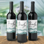 Nature Mountain Pine Trees Thank You Wine Label<br><div class="desc">Personalized wine labels are perfect for adding a unique custom touch to your table wine, wedding favors or welcome gifts. Classy elegant design for fall or winder weddings features watercolor mountain with pine trees, thank you in script lettering, your names, wedding date. Designed to coordinate with our Pine Mountain suite....</div>