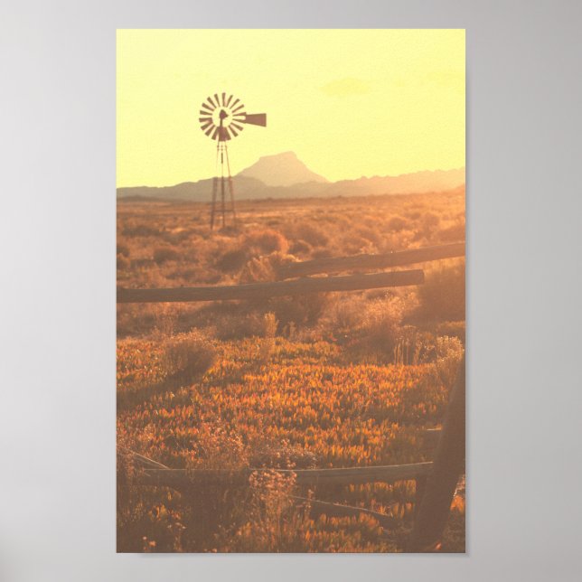 Nature Mountain South Africa ZA Wind Pump Poster (Front)