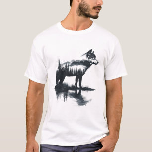 Nature Mountains Adventure Wolf Outdoor Wildlife F T-Shirt