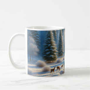 Nature Mug, Deer, Winter Scene, wildlife coffee mu Mug
