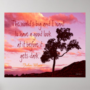 nature Muir quote on sunset photograph wall art
