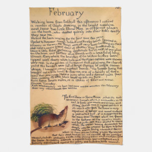 Nature Notes February by Edith Holden Tea Towel   