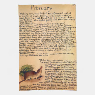 Nature Notes February by Edith Holden Tea Towel