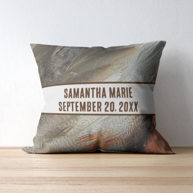 Nature Nursery Feathers Grey Brown Gender Neutral Cushion (Creator Uploaded)