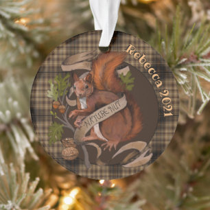 Nature Nut Squirrel Custom Name Ornament