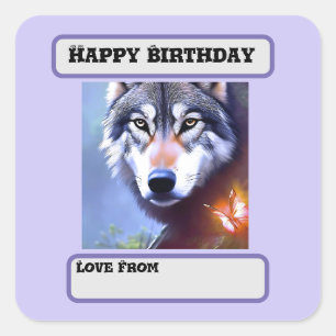 Nature Of The Wolf Oil Paint, Birthday Square Sticker
