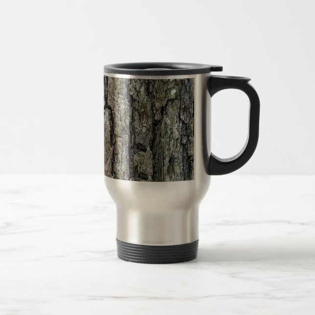 Nature Old Pine Tree Bark with Name Travel Mug (Right)
