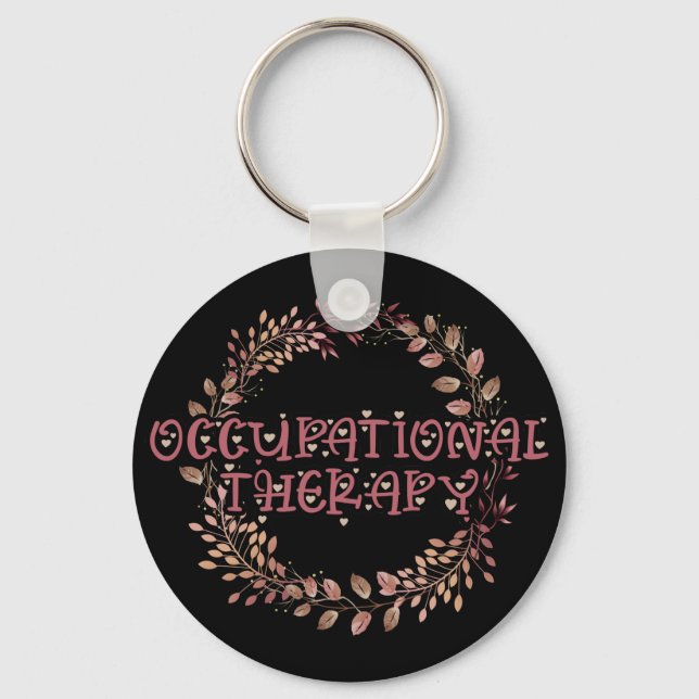 Nature OTA Therapist OT Exercise Leaves Occupation Key Ring (Front)