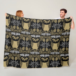 Nature Owl Folk Art Fleece Blanket