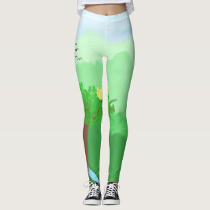 Nature painted with acrylic colours art leggings