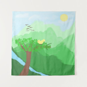Nature painted with acrylic colours art tapestry
