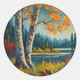 Nature painting  classic round sticker