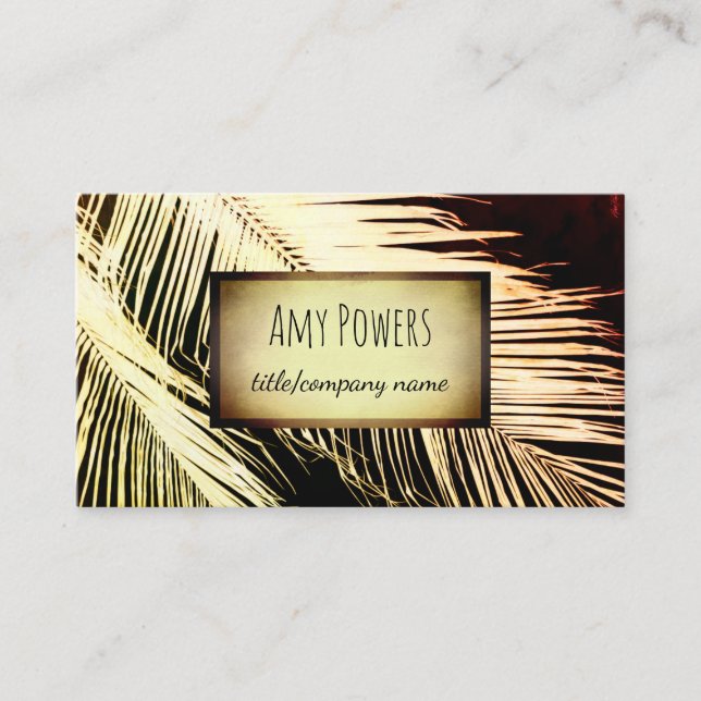 nature palm leaf custom business card double sided (Front)