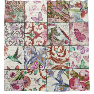 Nature Patchwork: Chic Seamless Background Shower Curtain