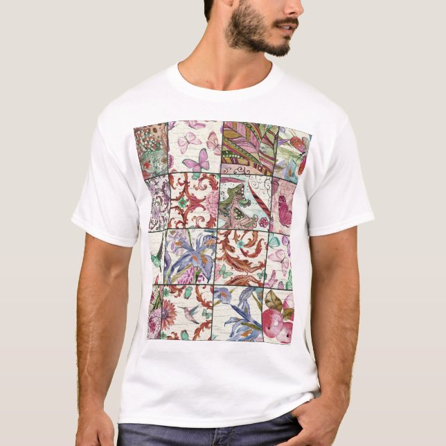 Nature Patchwork: Chic Seamless Background T-Shirt (Front)