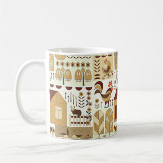 Nature pattern, cottagecore, gardening. Fence, flo Coffee Mug