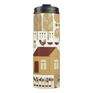 Nature pattern, cottagecore, gardening. Fence, flo Thermal Tumbler