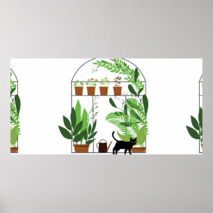 Nature pattern, greenhouse, gardening. Fence, flow Poster